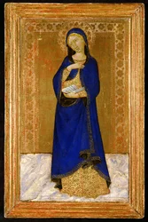 The Virgin Annunciate (tempera på guldbundpanel)